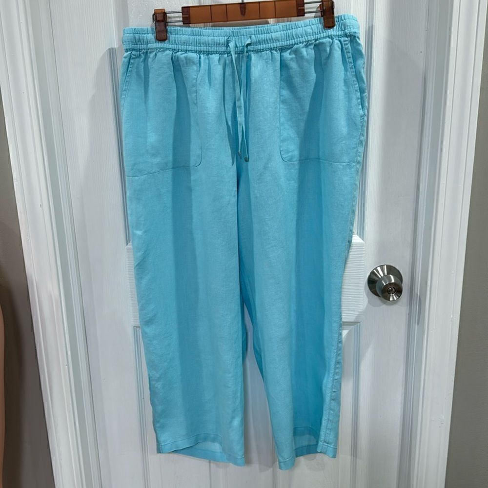 RABE CROP LINEN PANT  BLUE